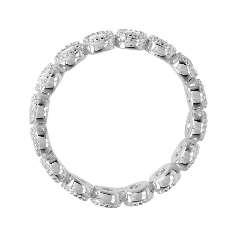 Silver 925 Rhodium Plated Round Eternity Stackable CZ Ring - GMR00064