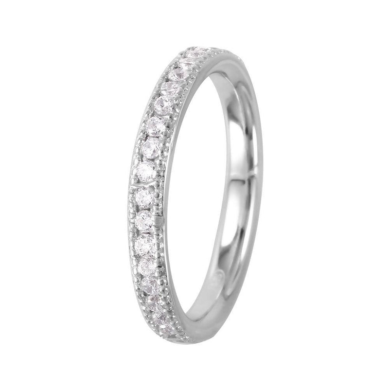 Silver 925 Rhodium Plated Channel Set CZ Band - GMR00065 | Silver Palace Inc.