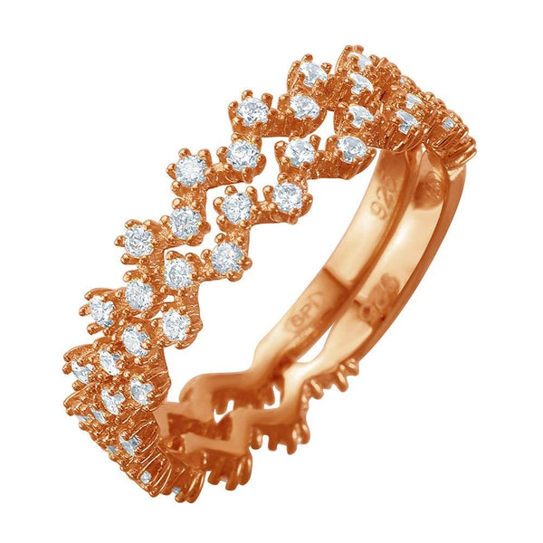 Silver 925 Double Stackable Rose Gold Plated CZ Ring - GMR00070RGP | Silver Palace Inc.