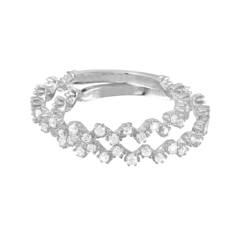 Silver 925 Rhodium Plated Zig-Zag Stackable CZ Ring - GMR00070