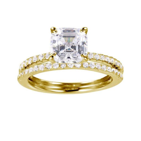 Silver 925 Gold Plated Stackable CZ Bridal Ring - GMR00080GP | Silver Palace Inc.