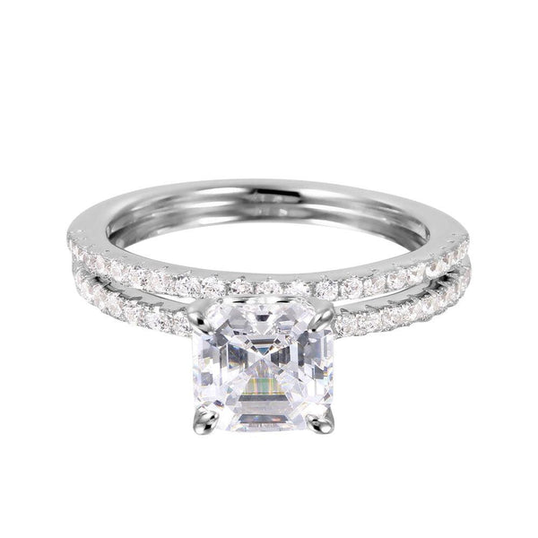 Silver 925 Rhodium Plated Stackable CZ Bridal Ring - GMR00080 | Silver Palace Inc.