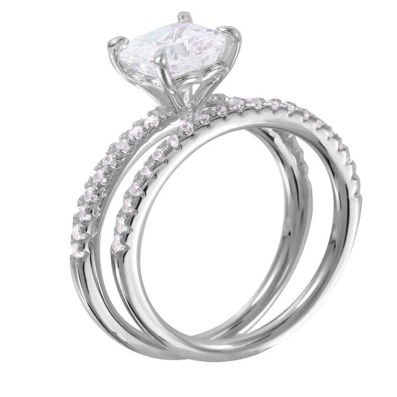 Silver 925 Rhodium Plated Stackable CZ Bridal Ring - GMR00080