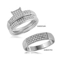 Anillo nupcial con micro pavé de diseño cuadrado chapado en rodio de plata 925 - GMR00116