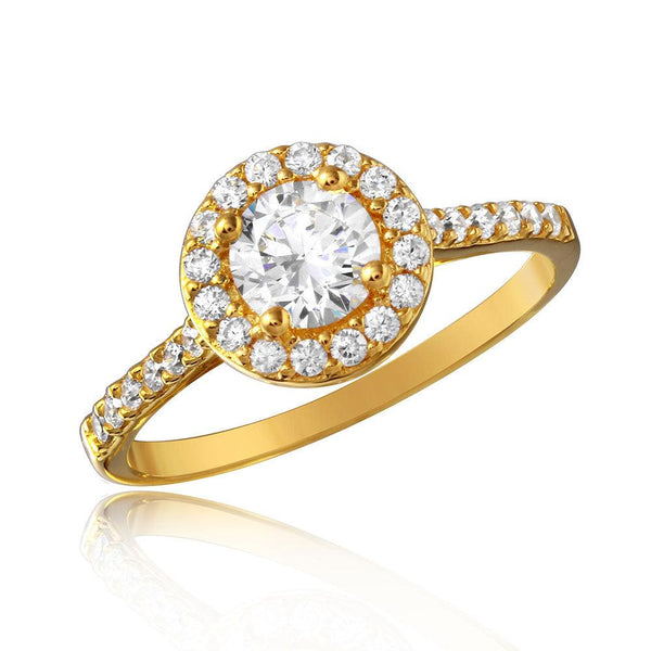 Silver 925 Gold Plated Thin Micro Pave Ring with CZ - GMR00128GP | Silver Palace Inc.