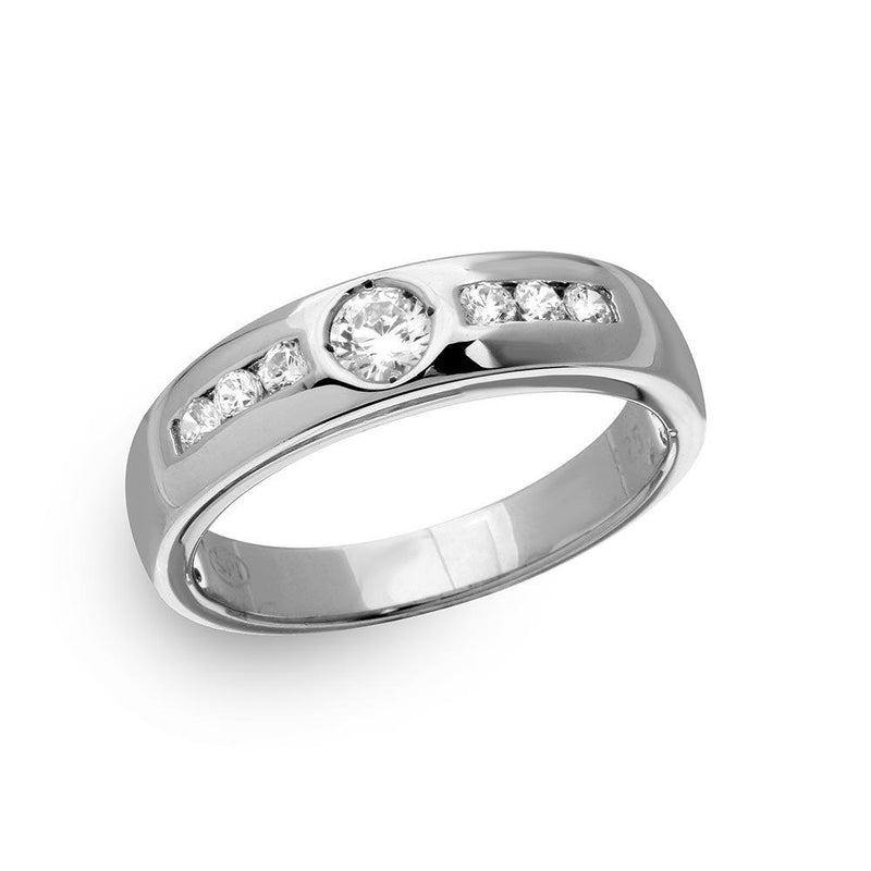 Silver 925 Rhodium Plated Eternity Ring with CZ - GMR00135 | Silver Palace Inc.