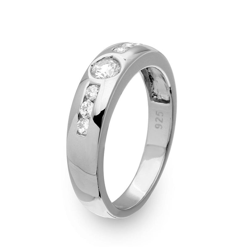 Silver 925 Rhodium Plated Eternity Ring with CZ - GMR00135