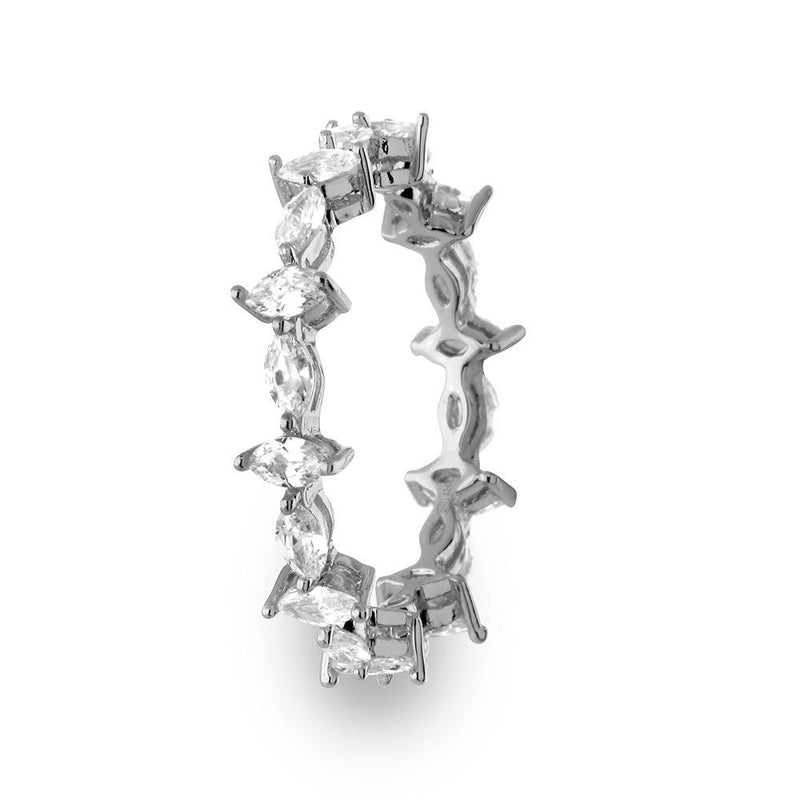 Silver 925 Rhodium Plated Eternity Ring with Marquise CZ - GMR00139 | Silver Palace Inc.