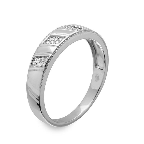 Silver 925 Rhodium Plated Men's Trio CZ Ring - GMR00159 | Silver Palace Inc.