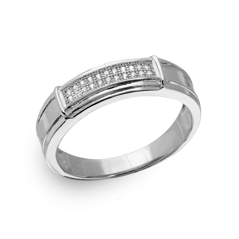 Silver 925 Rhodium Plated Double Bar CZ Ring - GMR00167 | Silver Palace Inc.