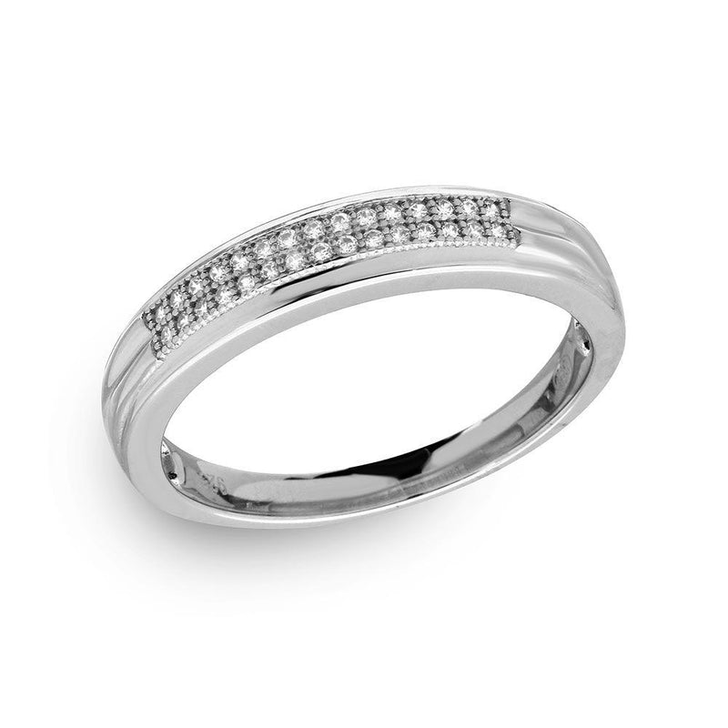 Silver 925 Rhodium 925 Plated Men's CZ Trio Band - GMR00171 | Silver Palace Inc.