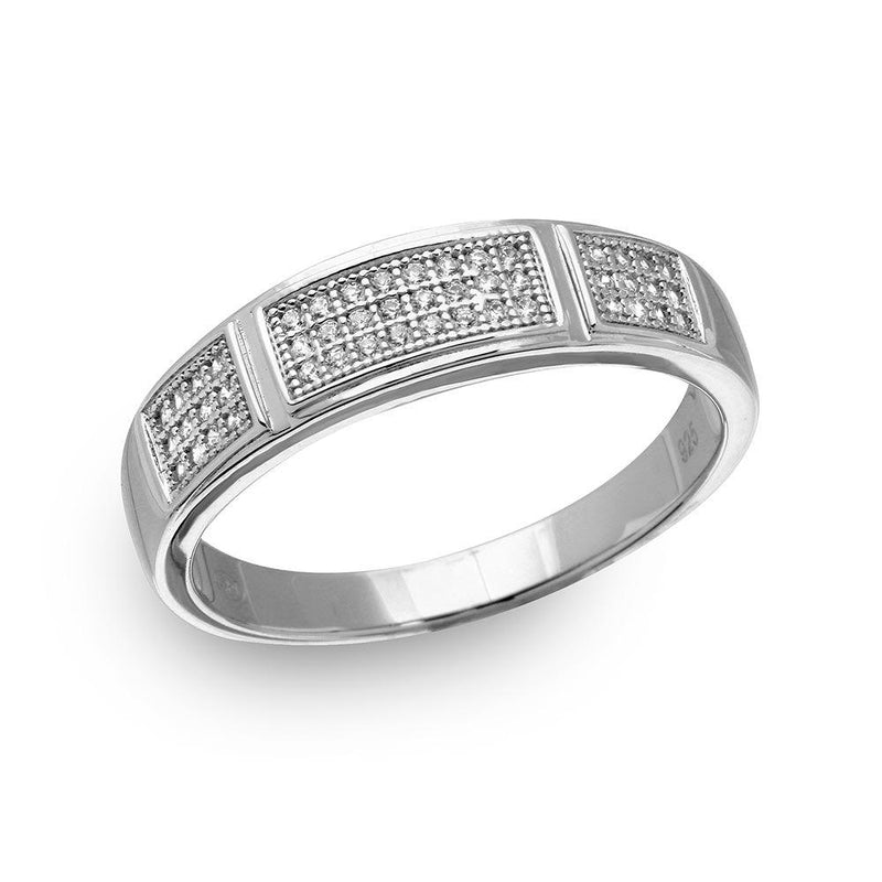 Silver 925 Rhodium Plated Men's CZ Bar Trio Ring - GMR00175 | Silver Palace Inc.