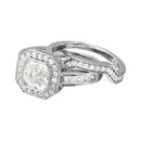 Anillo nupcial de plata de ley 925 rodiada con dos circonitas cúbicas y centro cuadrado - GMR00205