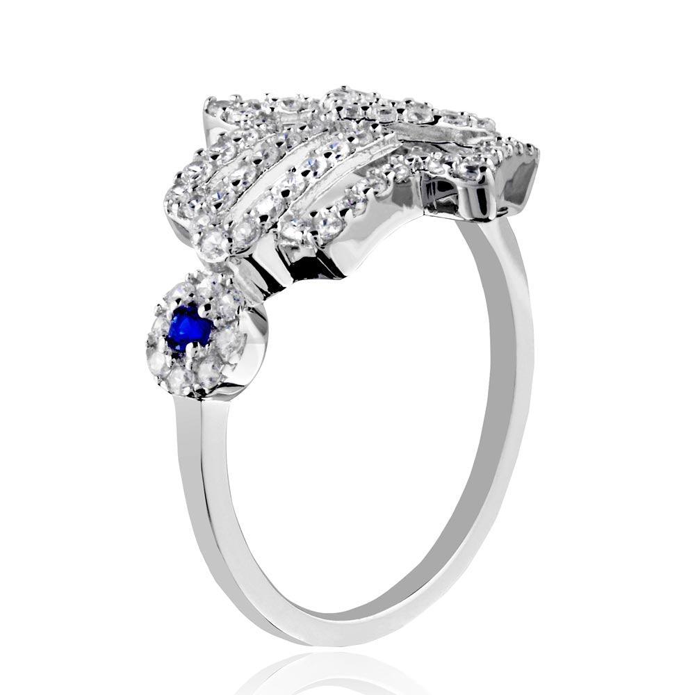 Corazón de Hamsa y ojo turco con circonita cúbica en plata de ley 925 rodiada - GMR00211