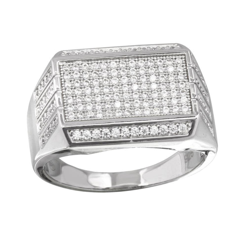 Men's Sterling Silver 925 Rectangular Ring with CZ - GMR00220 | Silver Palace Inc.