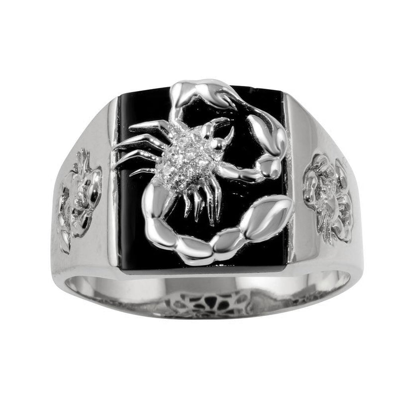 Rhodium Plated 925 Sterling Silver Square Scorpion Ring with CZ - GMR00226RH | Silver Palace Inc.