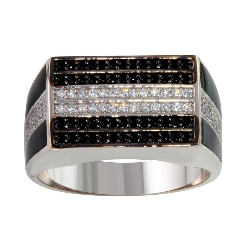 Silver 925 Rhodium Plated Rectangle Ring with CZ - GMR00224RB | Silver Palace Inc.