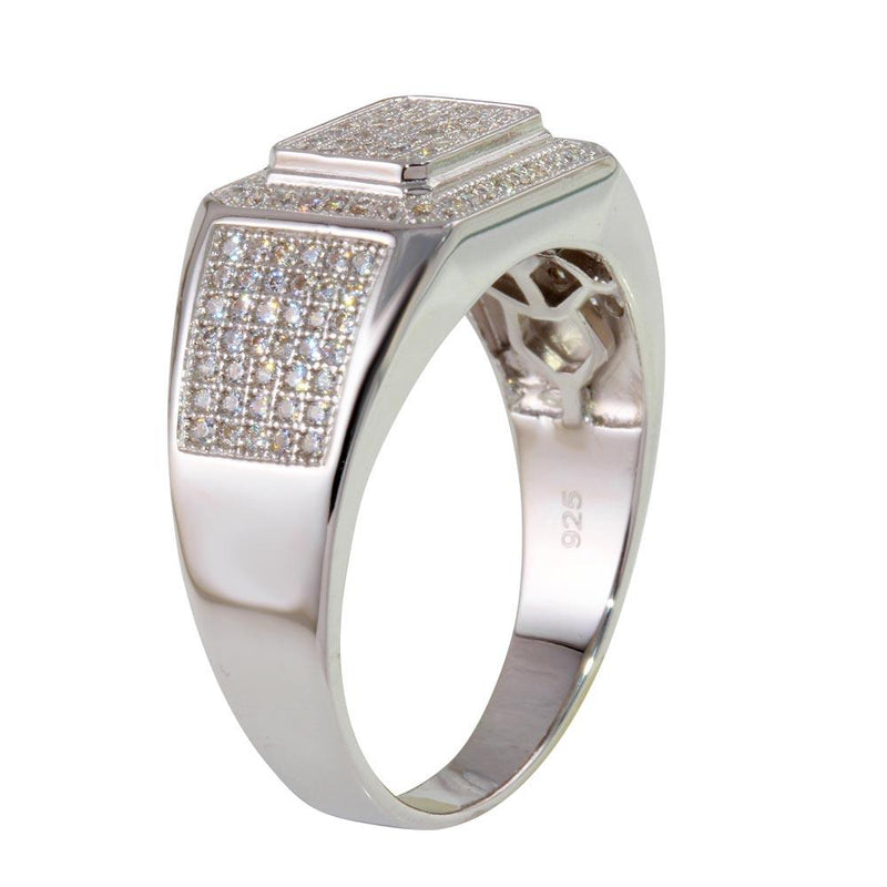 Rhodium Plated 925 Sterling Silver Men's Ring with CZ - GMR00223