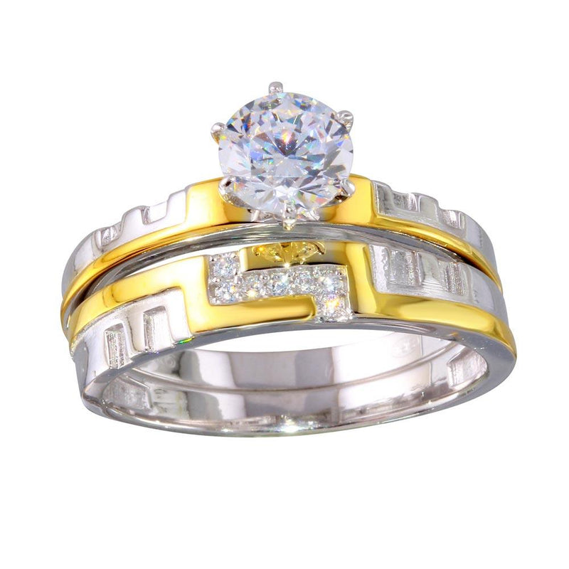 Silver 925 Two-Toned Stackable CZ Double Rings - GMR00260RG | Silver Palace Inc.