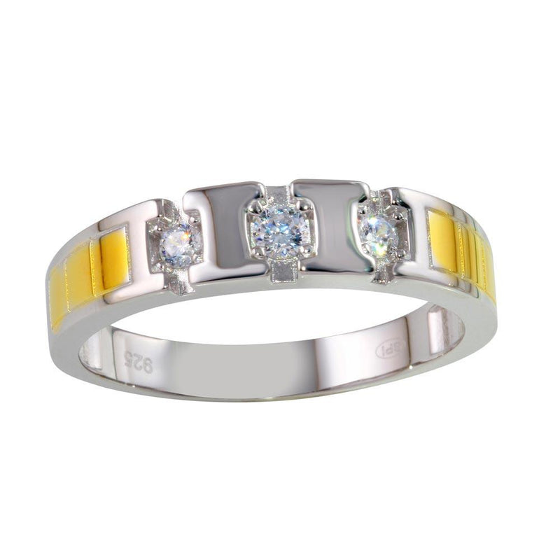Silver 925 Two-Toned Ring with CZ - GMR00263RG | Silver Palace Inc.