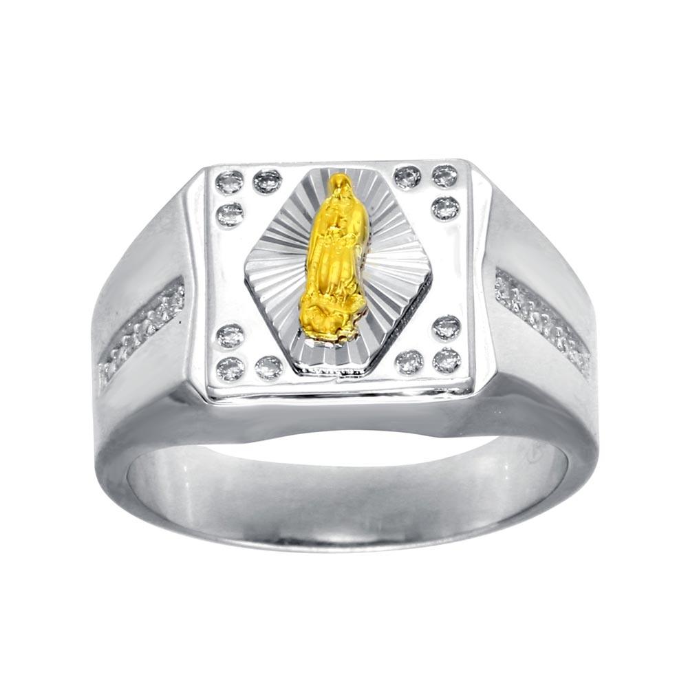 Men's Sterling Silver Rhodium Plated CZ Guadalupe Ring - GMR00274RG | Silver Palace Inc.
