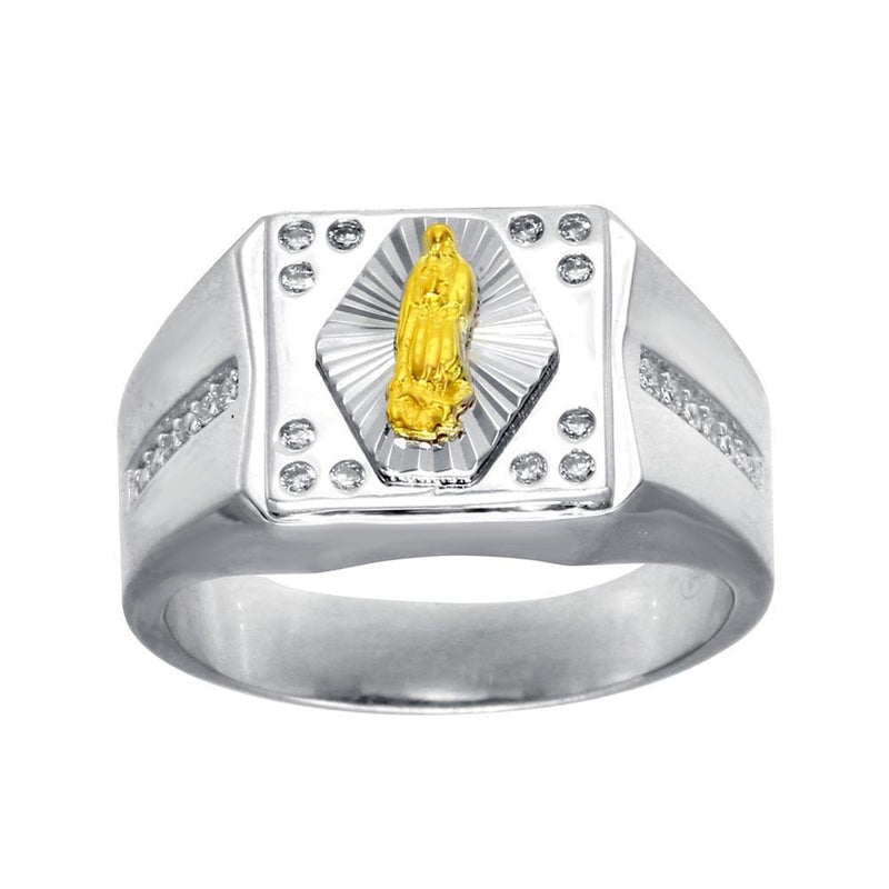 Men's Sterling Silver Rhodium Plated CZ Guadalupe Ring - GMR00274RG | Silver Palace Inc.