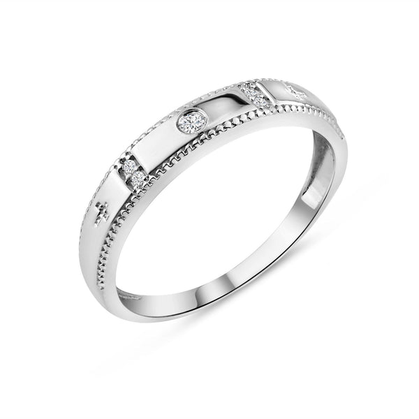 Silver 925 Rhodium Plated Round CZ Cross Shank Design Ring - GMR00286 | Silver Palace Inc.