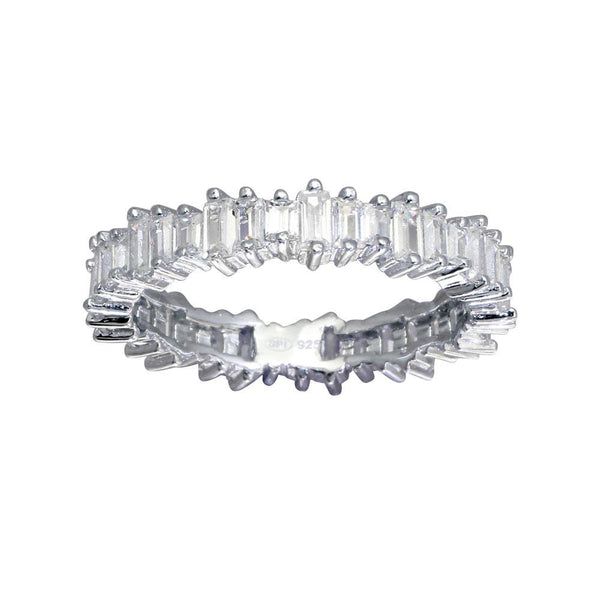 Silver Emerald Cut CZ Baguette Eternity Band Ring - GMR00291 | Silver Palace Inc.