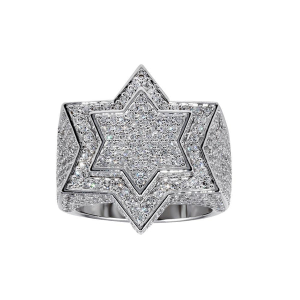 Rhodium Plated 925 Sterling Silver Star CZ Ring - GMR00312 | Silver Palace Inc.