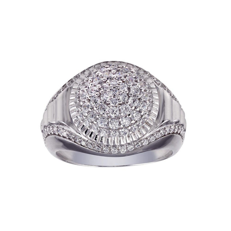 Rhodium Plated 925 Sterling Silver Dome CZ Ring - GMR00316 | Silver Palace Inc.