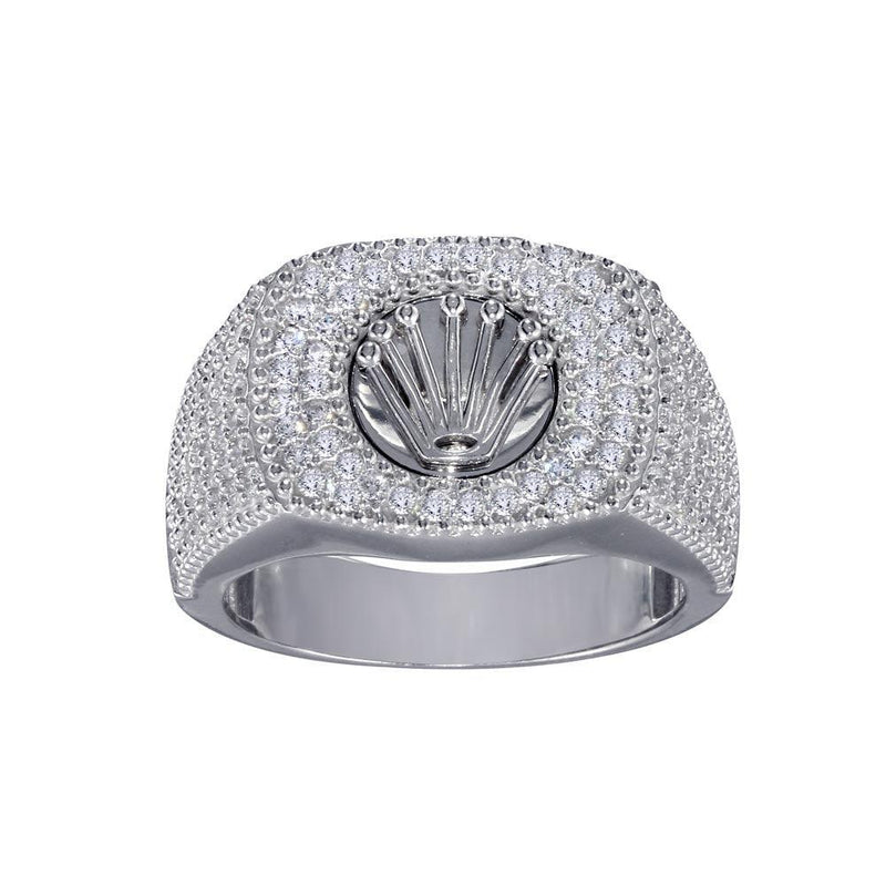 Rhodium Plated 925 Sterling Silver Crown CZ Ring - GMR00317 | Silver Palace Inc.