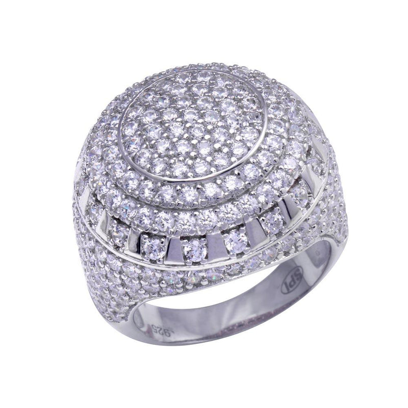 Rhodium Plated 925 Sterling Silver Dome CZ Hip Hop Ring - GMR00320 | Silver Palace Inc.