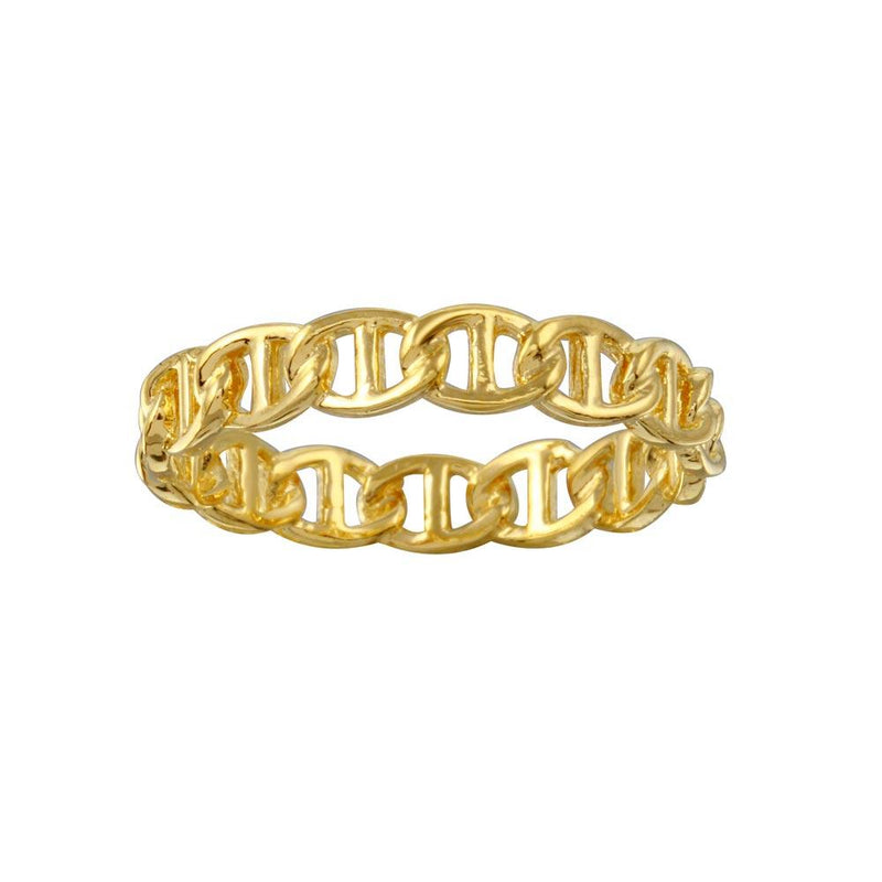 Silver 925 Gold Plated Mariner Design Link Ring - GMR00323GP | Silver Palace Inc.