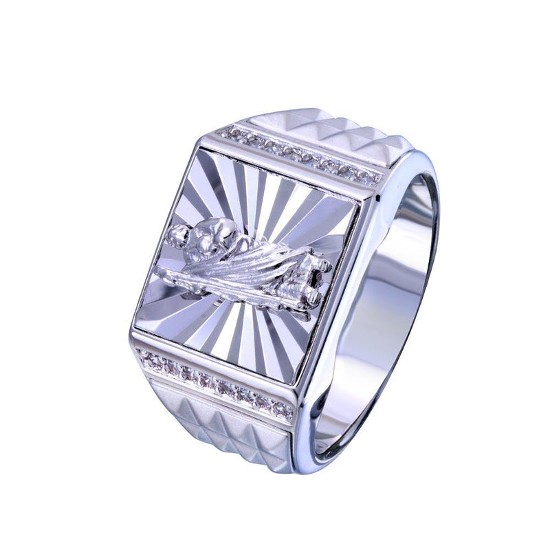 Rhodium Plated 925 Sterling Silver Saint Jude CZ Ring - GMR00327