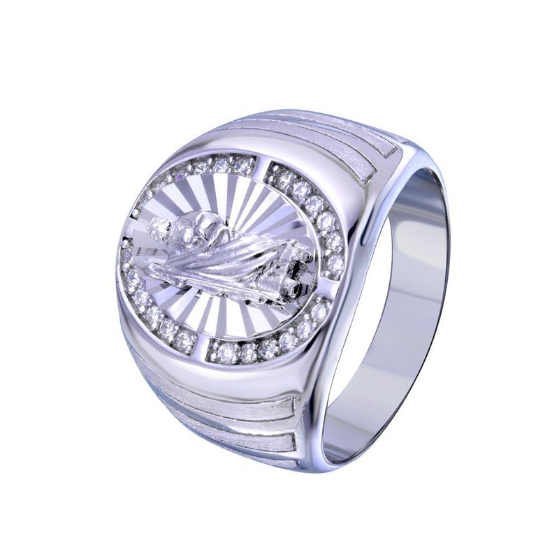 Rhodium Plated 925 Sterling Silver Saint Jude CZ Ring - GMR00329