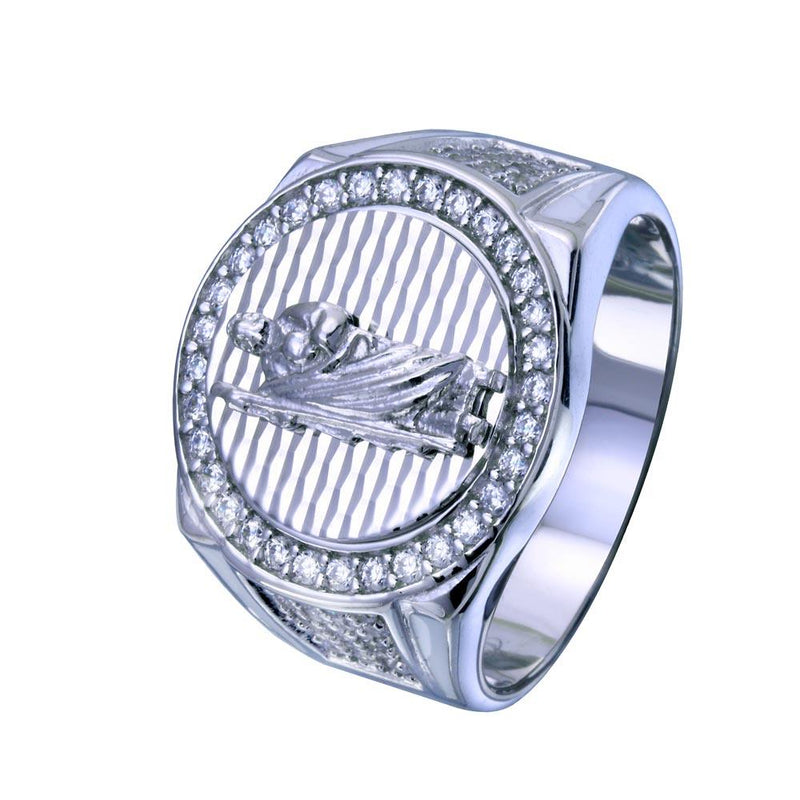 Rhodium Plated 925 Sterling Silver Saint Jude CZ Ring - GMR00331