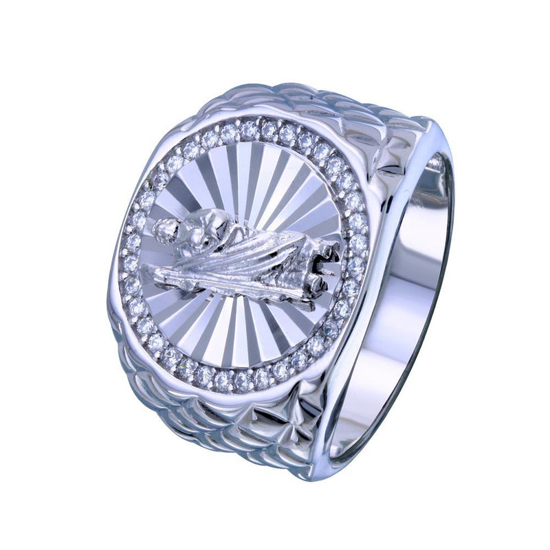 Rhodium Plated 925 Sterling Silver Saint Jude CZ Ring - GMR00333