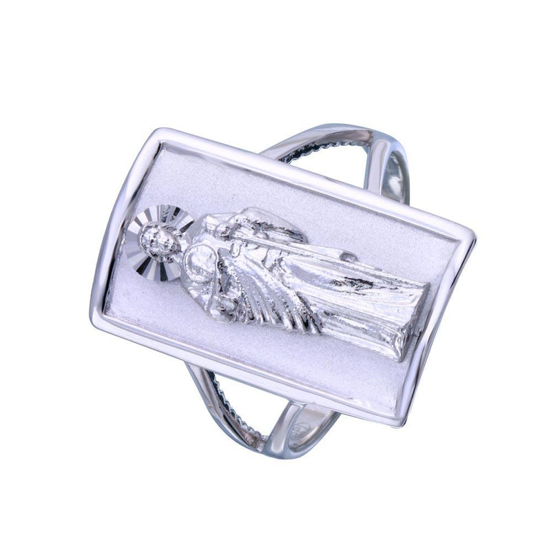 Rhodium Plated 925 Sterling Silver Saint Jude Ring - GMR00337