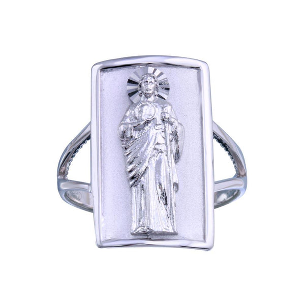 Rhodium Plated 925 Sterling Silver Saint Jude Ring - GMR00337 | Silver Palace Inc.
