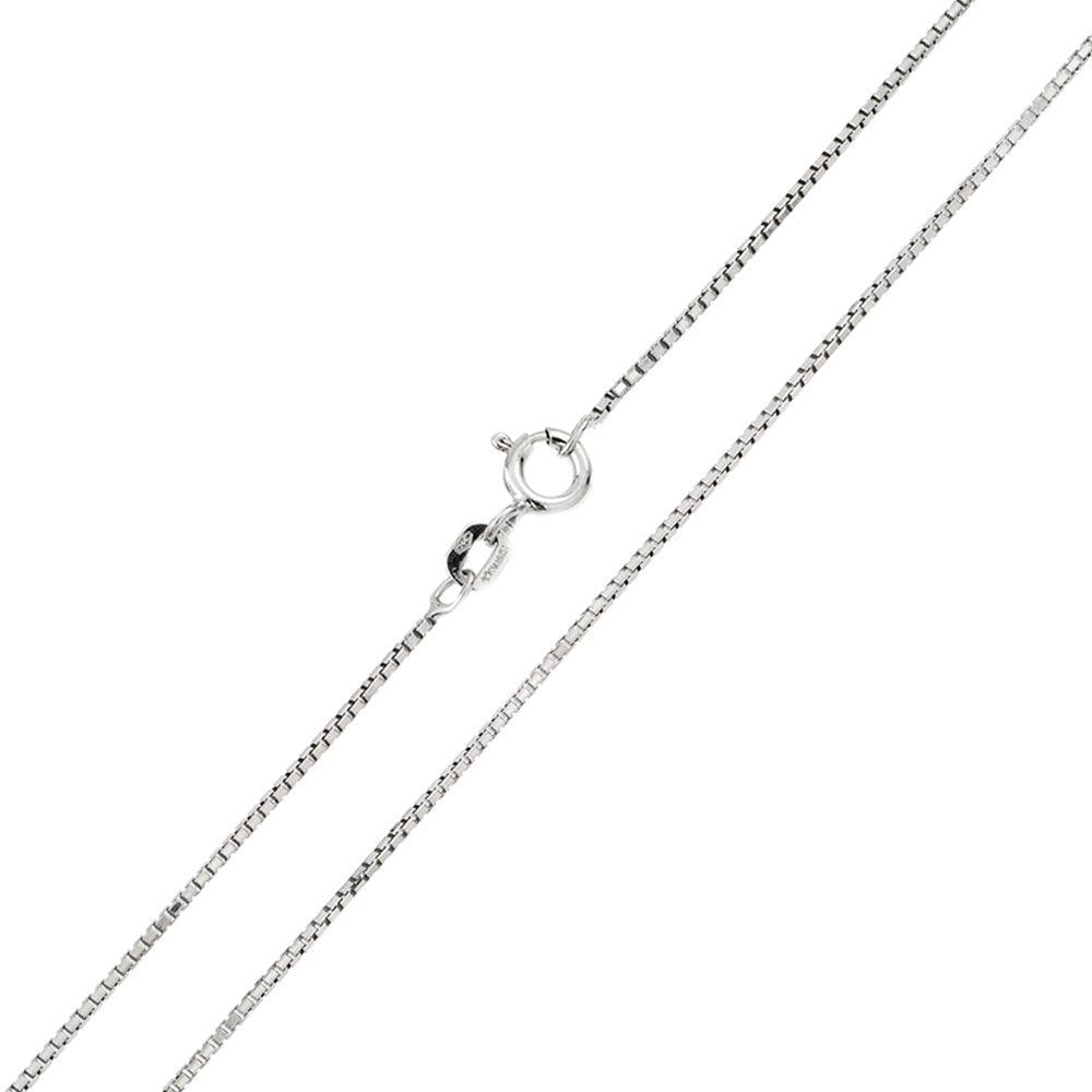 Rhodium Plated 925 Sterling Silver Shiny Greek Link Box 022 Chains 1mm (Pk of 6) - CH207 RH