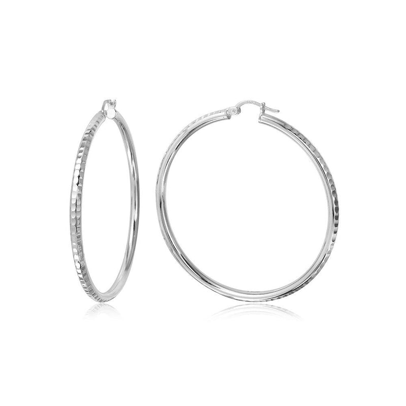 Silver Diamond Cut Hoop Earrings 2mm Wide - HP04-2 | Silver Palace Inc.