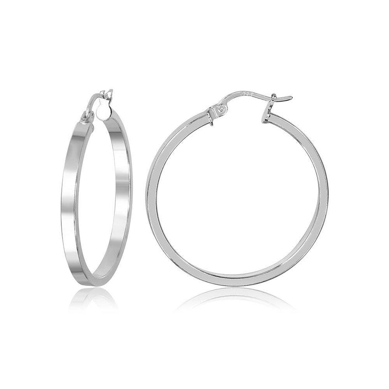 Silver 925 Square Flat Hoop Earring 3mm Wide - HP05-3 | Silver Palace Inc.