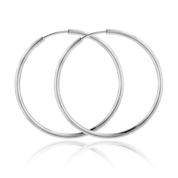 Silver 925 High Polished Endless Hoop Earrings 2mm - HP06-2 | Silver Palace Inc.