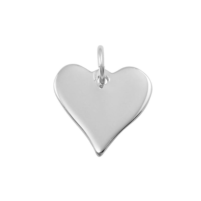 Silver 925 Rhodium Plated Medium Flat Heart Charm - HRT10 | Silver Palace Inc.