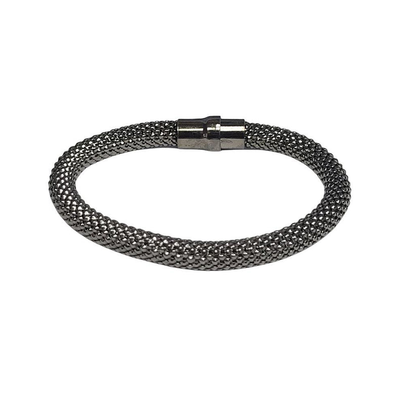Closeout-Silver 925 Black Rhodium Plated Beaded Italian Bracelet - ITB00006BLK | Silver Palace Inc.