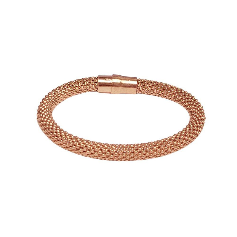 Closeout-Silver 925 Rose Gold Plated Beaded Italian Bracelet - ITB00006RGP | Silver Palace Inc.