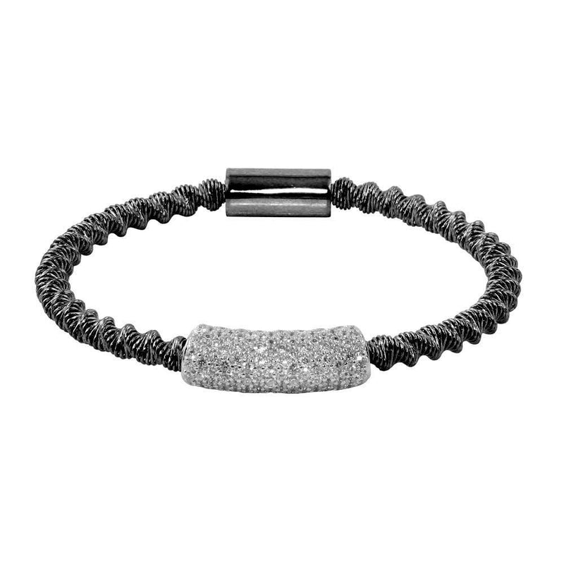 Closeout-Silver 925 Black Rhodium Plated Italian Bracelet with CZ - ITB00095BLK | Silver Palace Inc.