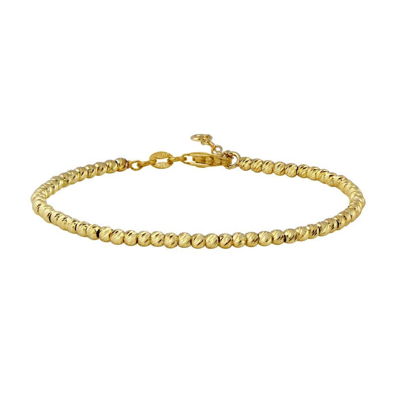 Closeout-Silver 925 Gold Plated Italian Bead Adjustable Bracelet - ITB00121GP | Silver Palace Inc.
