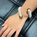 Silver 925 Rose Gold Plated Open White Silk Cord Italian Bracelet - ITB00139RGP-WHITE