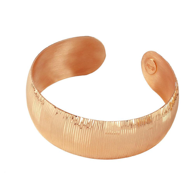Closeout-Silver 925 Rose Gold Plated Cuff Italian Bracelet - ITB00158GP | Silver Palace Inc.